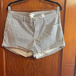 H&M Striped Jean Shorts in Black and White